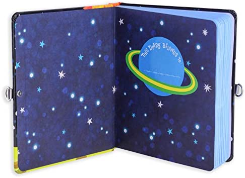 MOLLYBEE KIDS Outer Space Lock and Key Diary for Boys and Girls, 208 Lined Pages