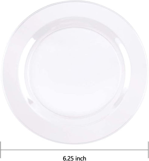 BUCLA 100Pieces Clear Plastic Plates -6.25inch Disposable Salad/Dessert Plates- Clear Premium Hard Plastic Appetizer Plates/Small Cake Plates for Weddings& Parties