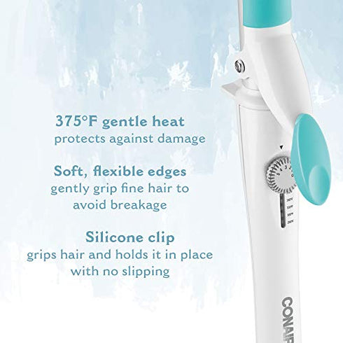 Conair OhSoKind For Fine Hair Curling Iron; 1-inch Curling Iron with Silicone Clip, 1-inch barrel produces classic curls – for use on short, medium, and long hair