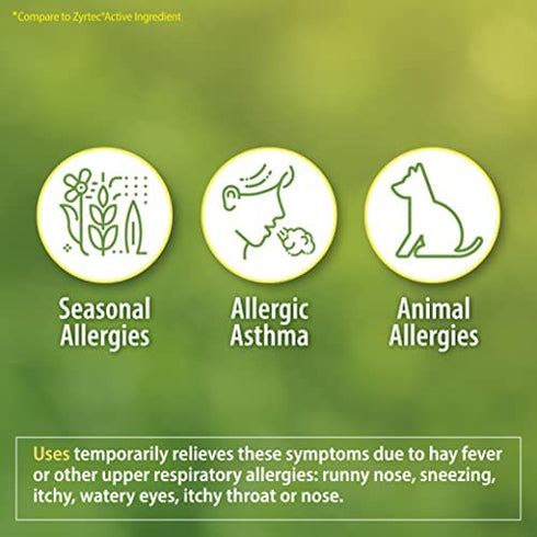 HealthA2Z Allergy Relief, All Day Allergy, Cetirizine HCL 10mg, 250 Tablets, Compare to Zyrtec® Active Ingredient.