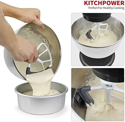KITCHPOWER 4.5-5 Quart Flex Edge Beater for KitchenAid Tilt-Head Stand Mixers,Kitchen Aid Attachments for Mixer,Flat Beater With Flexible Edges,White