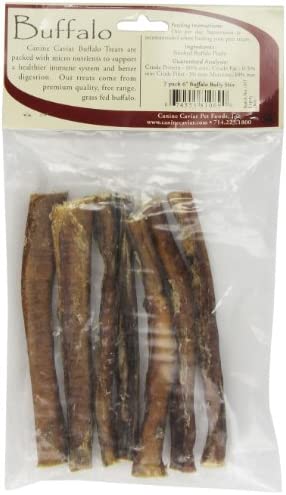 Canine Caviar Buffalo Treats - Buffalo Stix, Bully Sticks 6in 7 pieces