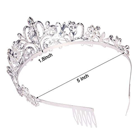 COCIDE Tiara Crowns Crystal Headband Princess Rhinestone Crown with Combs Bride Headbands Bridal Wedding Prom Birthday Party Hair Accessories Jewelry for Women and Girls (L BLACK)