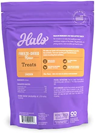 Halo Freeze Dried Raw Cat Treats, Chicken Recipe, Cat Treats Pouch, All Life Stages, 2.2-OZ Pouch