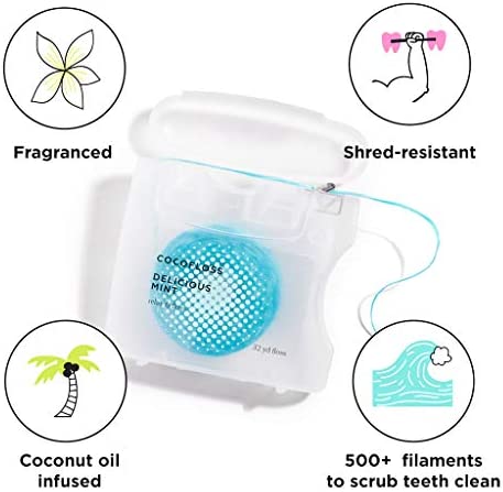 COCOFLOSS Coconut-Oil Infused Woven Dental Floss | Delicious Mint Single | Dentist-Designed | Vegan and Cruelty-Free | 2-Month Supply (32 Yds x 1 Unit)