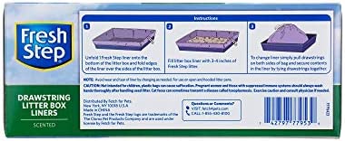 Fresh Step Drawstring Cat Litter Box Liners, Fresh Scent, Size Large, 30" x 17" - 7 Count | Kitty Litter Bags, Cat Litter Liners for All Cats To Keep Your Home Clean