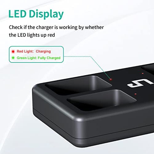 LP 9V Rechargeable Battery Charger Pack, 4-Pack 600mAh 9 Volt Li-ion Batteries & 4-Bay Battery Charger for Alarms, Wireless Microphones, Smoke Detectors, Toys, Flashlights, Guitar, Keyboard & More