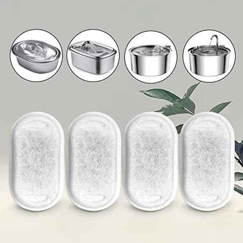 Cat Water Fountain Filters for 108/3.2L& 67oz/2L Stainless Steel Pet Water Dispenser Fountain Filters,8 Cat Fountain Filter Replacement with 8 Sponges