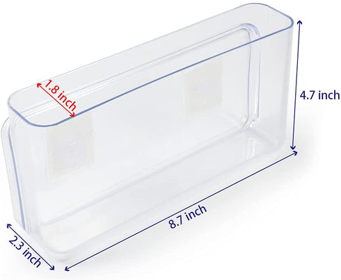 BUTEFO 2 Pack Wall Mount Remote Control Holder Media Organizer Storage Box Plastic Stationery Storage Box for Books Pencils Pens Acrylic Transparent Holder( Large 8.7x4.7inch )