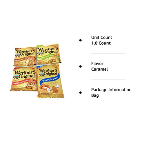 Werthers Bundle (4 Items) Variety Pack (Original Hard Candies/Chewy Caramels/Creamy Caramel Filled/Caramel Apple Filled)