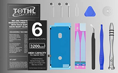 3200mAh Battery for iPhone 6 Replacement, (2022 New Version) Li-ion Batteria for A1549 A1586 A1589 with Full Set Repair Tool Kit Adhesive Instructions