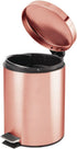 mDesign Modern 1.3 Gallon Round Small Metal Step Trash Can Wastebasket, Garbage Container Bin - for Bathroom, Powder Room, Bedroom, Kitchen, Craft Room, Office - Removable Liner Bucket - Rose Gold