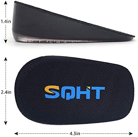 SQHT Height Increase Insoles - Heel Lift Inserts for Leg Length Discrepancies and Achilles Tendonitis, Heel Cups for Men and Women (Small (1.4" Height))