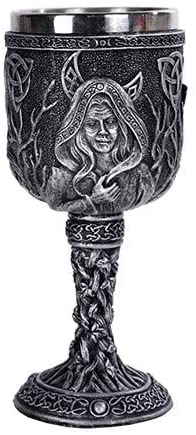 Triple Goddess Wine Goblet Made of Polyresin With Stainless Steel Rim