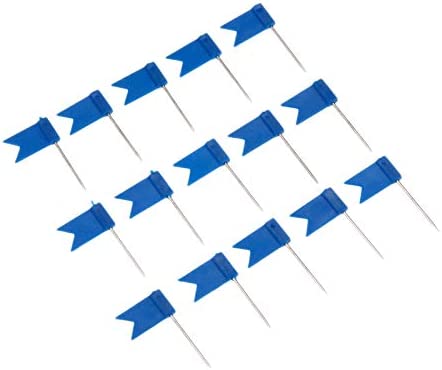 Yetaha 100PCS Travel Map Pins, Flag Push Tacks Assorted Plastic Drawing Pins for Cork Board World Map Picture Hanging Home School Office (Blue)