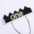 WAOUH Mr Onederful Hat for 1st Birthday - First Birthday Decoration for Baby's, Cake Smash Photo Prop, Glitter Crown for Girl or Boy (Black Golden Crown Hat)