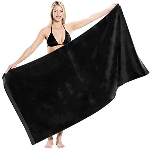 Heavy Weight Jumbo Size Dobby Hem Velour Beach Towel (Black) 36 x 72