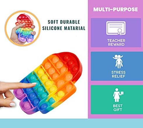 Pack of 2 - Bakshee Push Pop Bubble Fidget Sensory Toy for Stress, Anxiety - Poppet Fidget Toy to Improve Focus - Gift for Autism Special Needs, Kids, Girls, Boys ( Rainbow - Unicorn and)