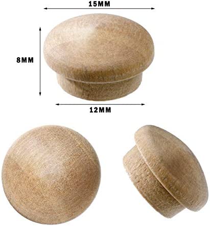 50 Pieces Button Plugs Wood Button Top Plugs Furniture Plugs Wood Screw Hole Plugs Flat Head Wood Plugs Screw Plug Wooden Hole Plugs Wood Caps Wood Screw