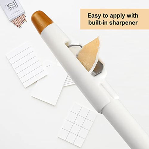 6 Pieces Barber Pencil Set 4 Barber Pencils with Built-in Sharpener and 2 Barber Blade Cleaning Brushes Hairline Outline Pencils Trimmer Clipper Brushes for Me (Black, White, Dark Brown, Light Brown)