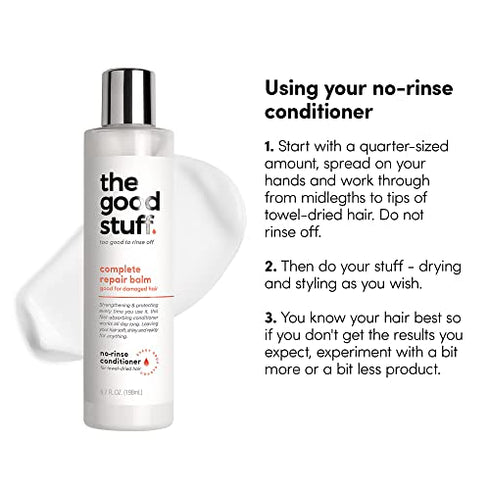 THE GOOD STUFF Complete Repair Balm for Damaged Hair | Lightweight, Leave In Conditioner Provides Strength, Protection, Softness, and Shine All Day Long | Hair Cream For Curly Hair | Certified Vegan and Cruelty-Free