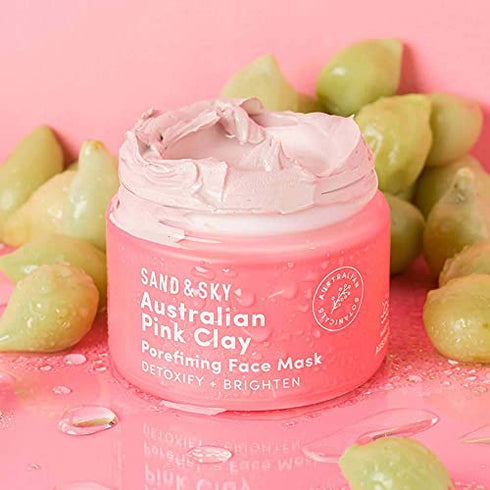 Sand & Sky Australian Pink Clay Face Mask - Travel Size Pore Mask & Facial Mask Skin Care Set | Limited Edition Pore Minimizer Face Mask Set.