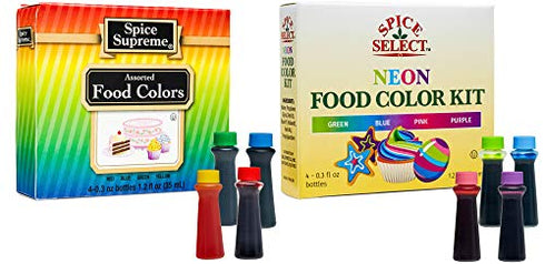 Spice Supreme Select Assorted Liquid Food Coloring Kit - 8 Bottles, 0.3 Ounces Each