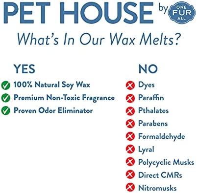 One Fur All 100% Natural Soy Wax Melts in 20+ Fragrances, Pack of 2 by Pet House - Long Lasting Pet Odor Eliminating Wax Melts, Non-Toxic Pet Wax Melts, Made in USA (Evergreen Forest)