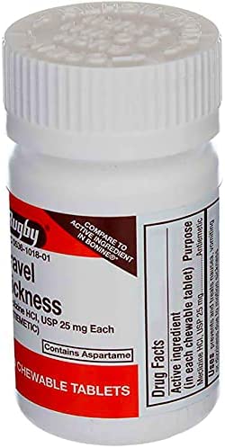 Rugby Travel Sickness Chewables 25 mg Per Bottle, 100 Count