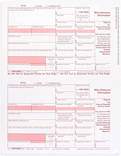 Complete 1099 misc Forms for 2022 and 1096 Tax Form and self Seal envelopes, All 1099 Government Approved 2022 kit for 10 vendors