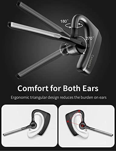 CONAMBO Bluetooth Headset V5.1, 16 Hrs HD Talktime CVC8.0 Dual Mic Noise Cancelling Hands Free Bluetooth Earpiece for Cell Phone iPhone Android Driving Business Office