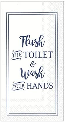 Boston International Funny Bathroom Decor Paper Hand Towels for Bathroom, Paper Guest Towels Disposable, Funny Bathroom Art Flush & Wash Pak 32