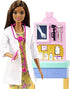 Barbie Pediatrician Playset, Brunette Doll (12-in), Exam Table, X-ray, Stethoscope, Tool, Clip Board, Patient Doll, Teddy Bear, Great Gift for Ages 3 Years Old & Up , White