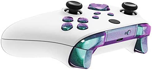 eXtremeRate Chameleon Green Puple Replacement Buttons for Xbox Series S & Xbox Series X Controller, LB RB LT RT Bumpers Triggers D-pad ABXY Start Back Sync Share Keys for Xbox Series X/S Controller