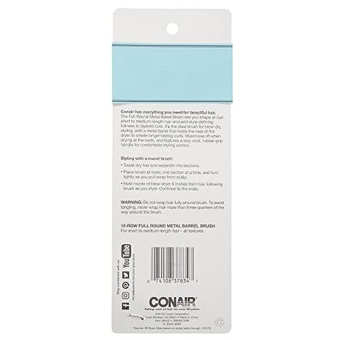 Conair Style & Volumize Metal Round Brush for Blow-Drying, Hairbrush for Short Hair Length, Color May Vary, 1 Count