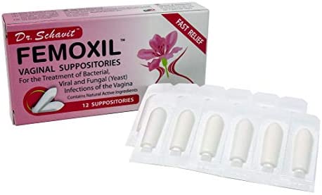 DR. SCHAVIT FEMOXIL Vaginal Suppositories - Natural Plant-Based Formula for The Treatment of Bacterial, Viral and Yeast Infection of The Vagina. Provides Fast Soothing Relief - pH Balance and Health