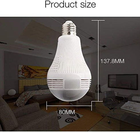 EVERSECU 360° Panoramic View 1080P WiFi IP Bulb Camera with FishEye Lens 360 Degree 3D VR Panoramic View Home Security CCTV Camera Wirelss Security Camera