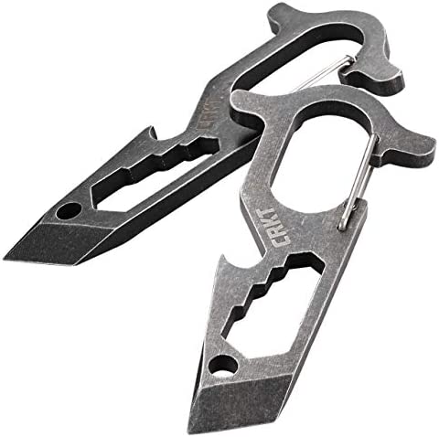 CRKT Pryma Stainless Steel Multitool: Compact and Lightweight EDC Metal Multi-Tool with Pry Bar, Hex Wrench, Bottle Opener, Glass Breaker, and Carabiner 9011
