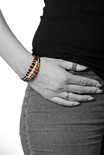 AMBERAGE Natural Baltic Amber Bracelet for Women /Teens - Hand Made from Polished/Certified Baltic Amber Beads