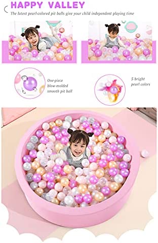 Ball Pit Balls - Pack of 100 - Pearl 5 Pestel Colors BPA&Phthalate Free Pit Balls Crush Proof Play Ball Soft Plastic Ball for Girl Boy Kids Birthday Pool Tent Party (100Balls).