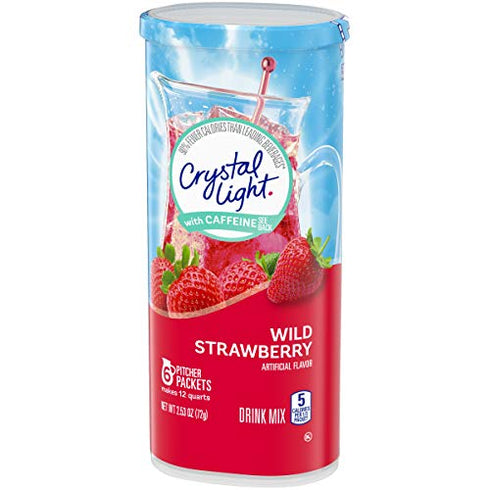 Crystal Light Sugar-Free Energy Wild Strawberry Low Calories Powdered Drink Mix 6 Count Pitcher Packets