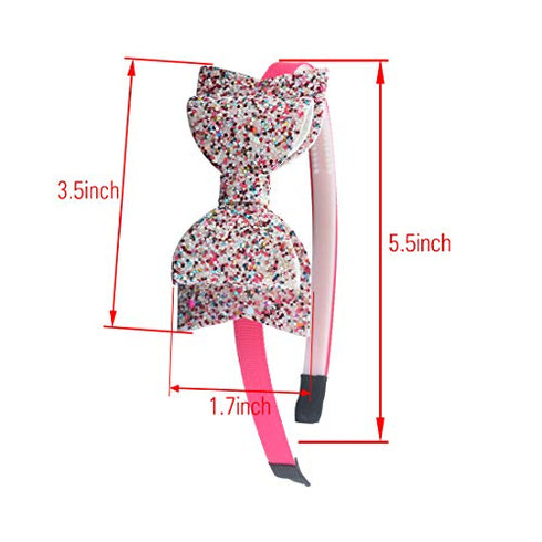 XIMA 10pcs Glitter Sequin Bow Hairband Shiny Bow Knot Teeth Plastic Headbands for Kids Hair Accessories