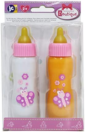 JC Toys Deluxe Disappearing Magic Bottles | Fits All Dolls | Milk and Juice | Butterfly Theme | Ages 2+ , Pink