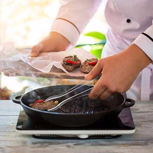 Disposable Serving Utensils, Plastic Serving 10" Spoons 10" Forks & 6" Tongs 6 Of Each, Pack of 18. … (Clear)