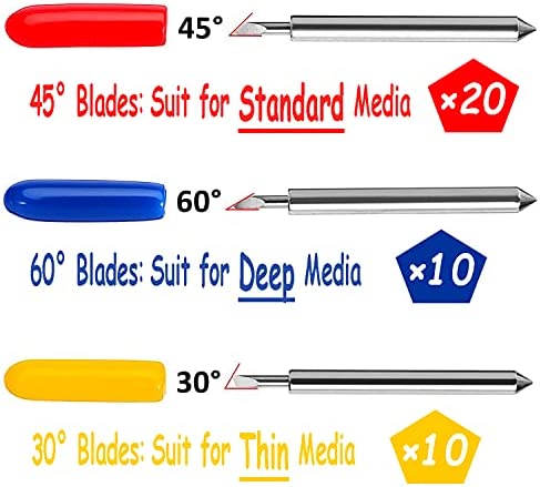 40 Pcs Replacement Blades for Cricut Explore Air2/Air 3 /Maker Cutting Machines - Including 10PCS Fine-Point Blades, 20PCS Standard Blaeds and 10PCS Deep Cutting Blades for Replacement Cricut Blades