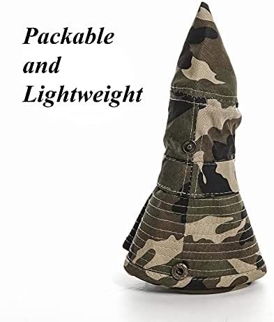 Boys Camo Sun-Bucket-Hat Summer Outdoor Safari Fishing-Hat Boonie-Cap for Big Kids 7-14Yrs (Size: 7)