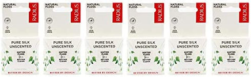 RADIUS Natural Unscented Silk Dental Floss 33 Yards Compostable Non-Toxic Oral Care & Designed to Help Fight Plaque Clear - Pack of 6