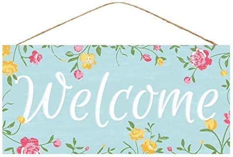 Craig Bachman 12" Wooden Sign: Welcome Floral Wood Sign: Wreath, Door or Wall Welcome Sign AP8455
