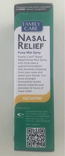 3 Pack - Family Care Nasal Relief Anti-drip Pump Mist - Oxymetazoline HCl