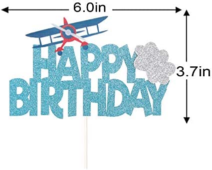 Airplane Happy Birthday Cake Topper First Birthday Party Decoration Travel Theme Kids Birthday Party Supplies